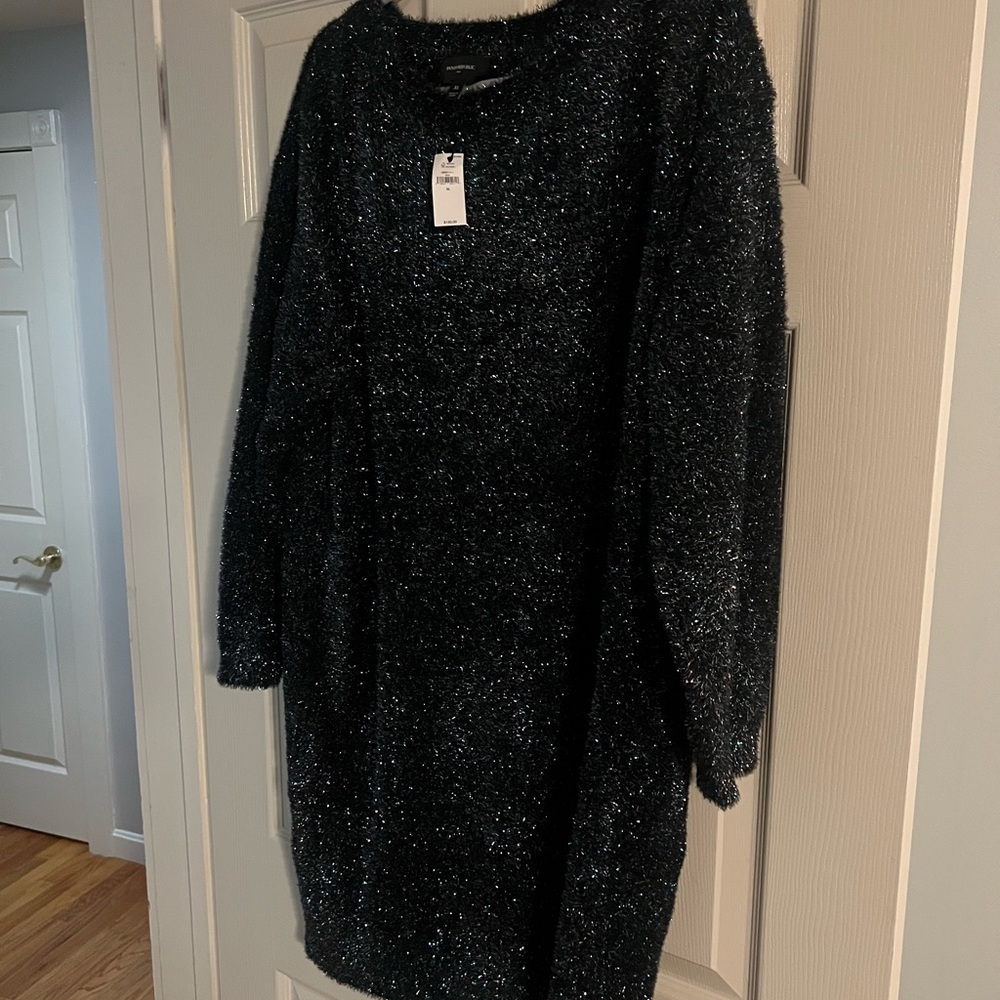 Banana Republic Shimmering Tinsel Black Long Sleeve Dress